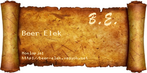 Beer Elek névjegykártya